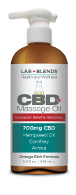 Lab+Blends 700 mg CBD Massage Oil 11.8 oz By BIOTONE® - Pain Relief for Sore JointsAching Muscles