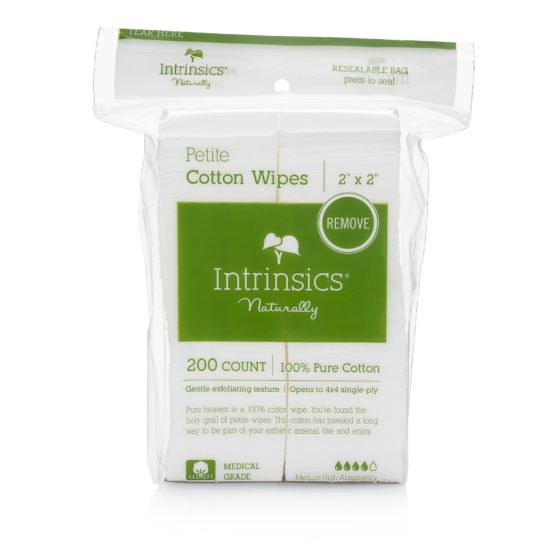 Intrinsics Petite Cotton Wipes - 2 x 2 100% Naturelle Cotton, 200 count
