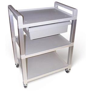 Smooth Rolling Lightweight Poly Cart with shelves and Drawer