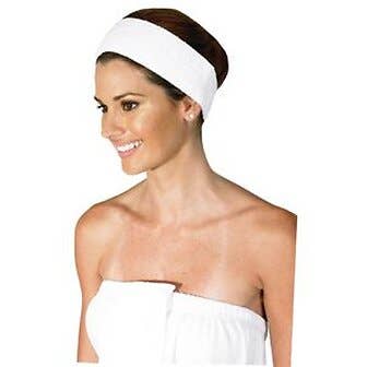 Terry Headband With Velcro White