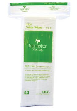 Intrinsics Large Cotton Wipes - Facial Wipes - 4" x 4" - 200 Count